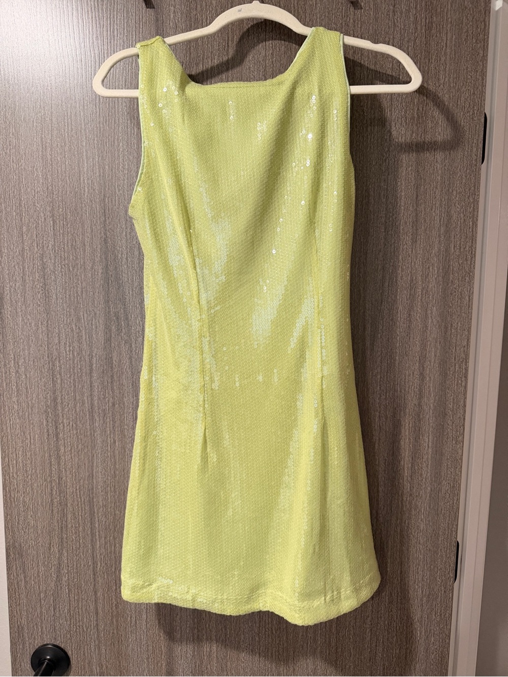 Sequin Scoop Neck Dress in Lime